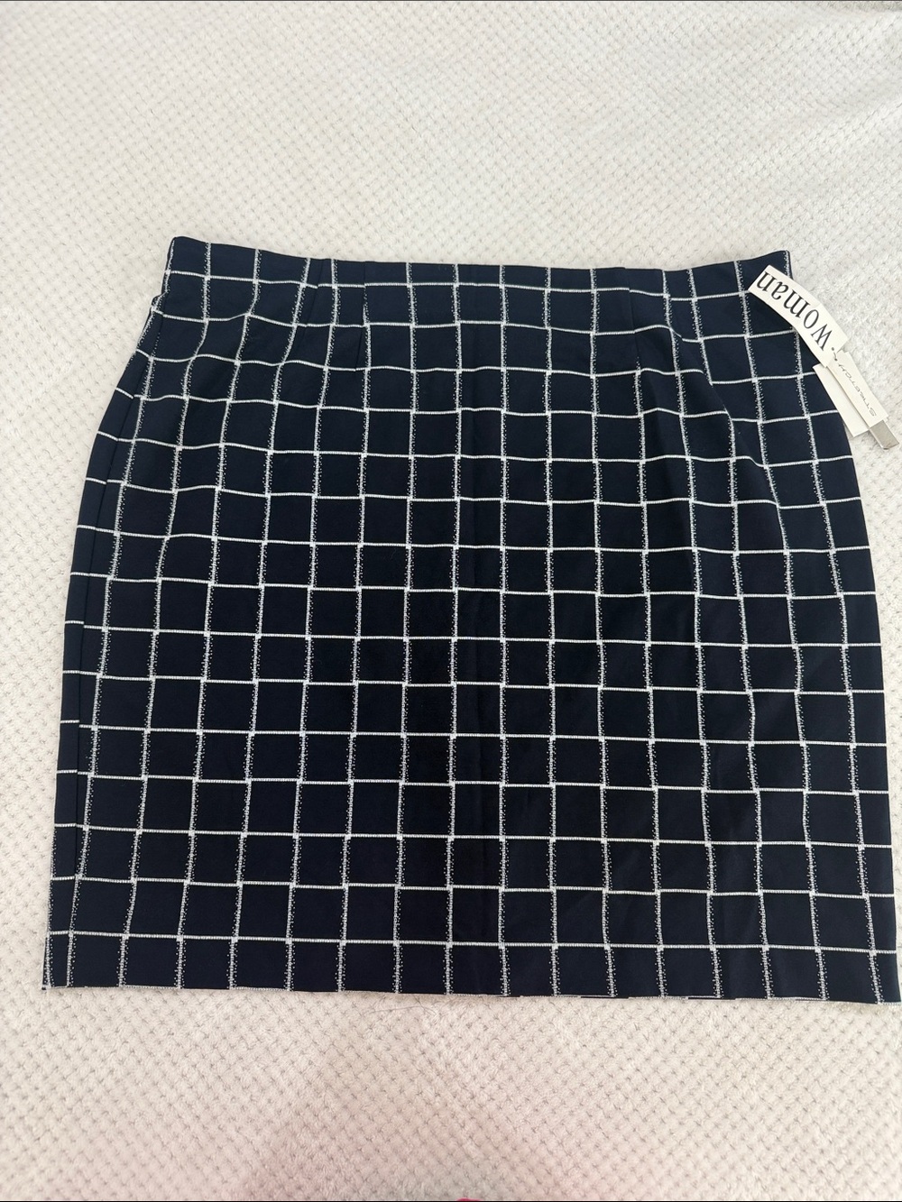 Amanda & Chelsea Navy and White Windowpane Pencil Skirt